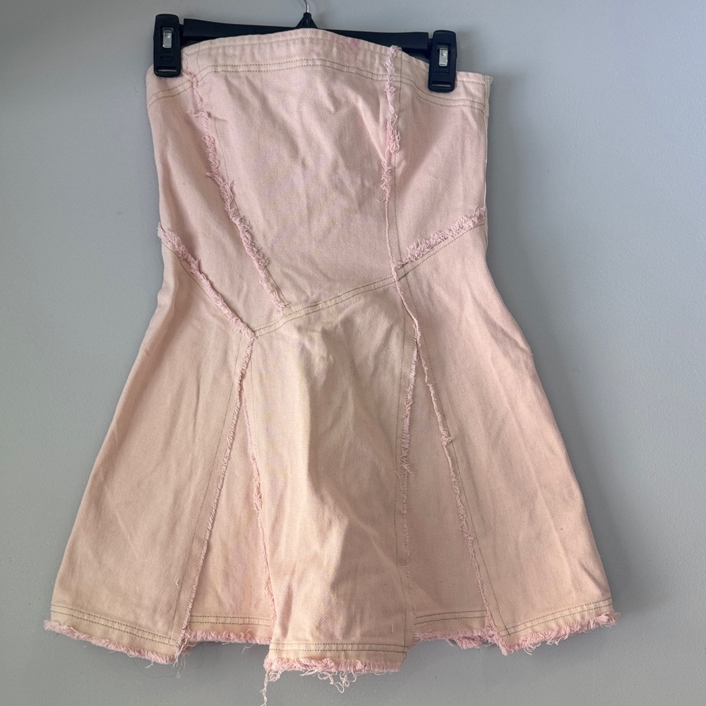 Urban Outfitters PINK Denim frayed dress